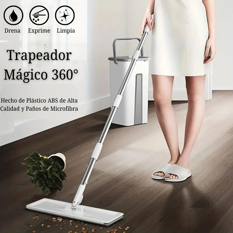 Kit Trapeador Mágic Mop 360° + Balde Autoexprimible