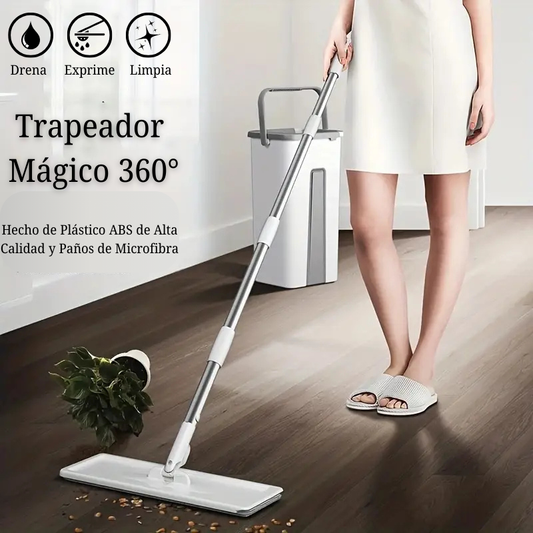 Kit Trapeador Mágic Mop 360° + Balde Autoexprimible
