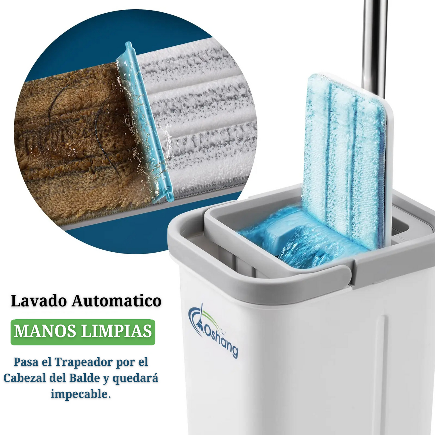 Kit Trapeador Mágic Mop 360° + Balde Autoexprimible