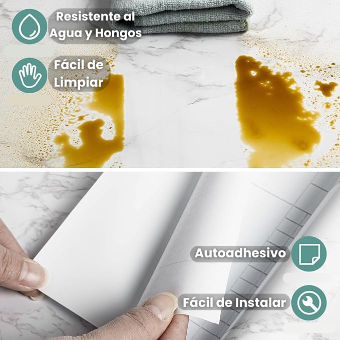 2 x 1 Papel Tapiz Vinilo Adhesivo de Mármol